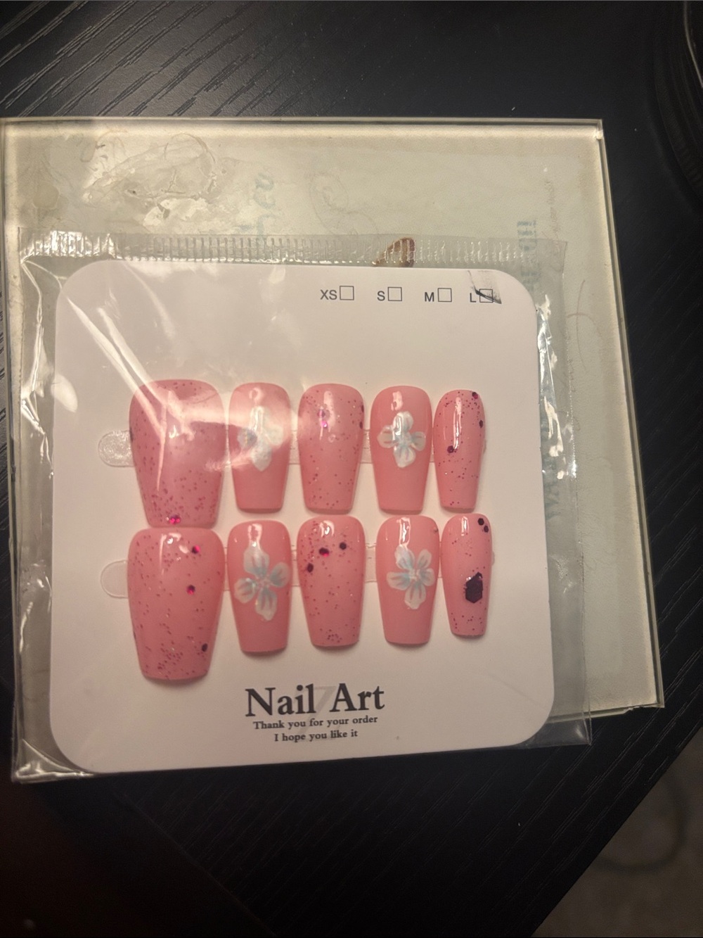 Pink Floral Press-On Nail Set